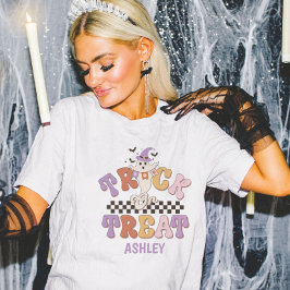 Anpassningsbar Boo Ghost Cute Bus eller godis Hall T Shirt