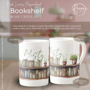 Anpassningsbar Bookshelf Bone China Mugg Benporslin Mugg