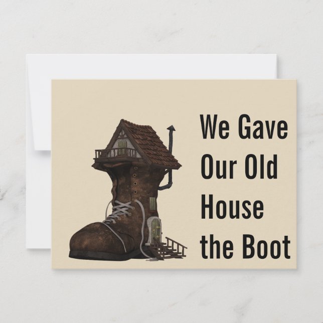 Anpassningsbar Boot House Funny Flytta Notice Inbjudningar (Framsida)