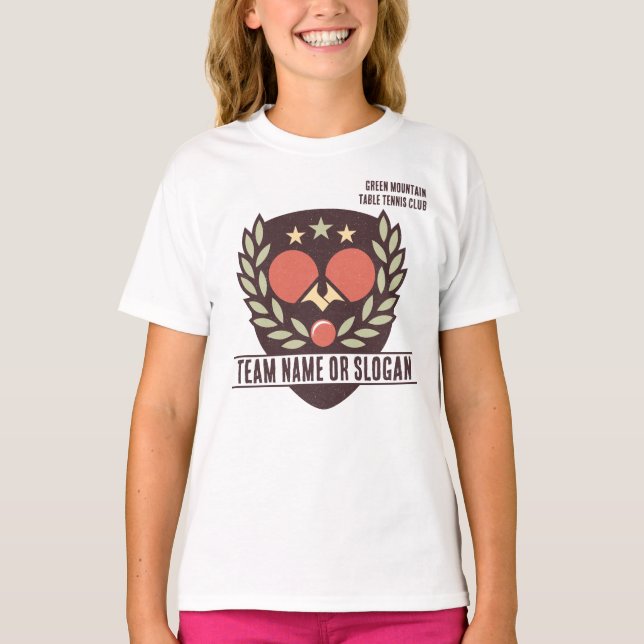 Anpassningsbar Bord Tennis Team Namn Klubb League T Shirt (Framsida)
