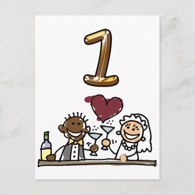 Anpassningsbar Bordsnummer 1 vykort (Framsida)