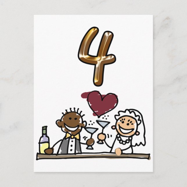 Anpassningsbar Bordsnummer 4 vykort (Framsida)