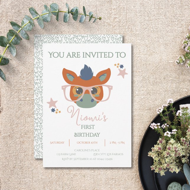 Anpassningsbar Boskap födelsedag Inbjudningar (Farm Animal Birthday Invitation Donkey)