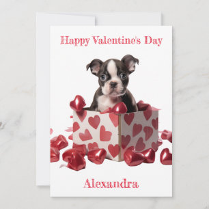 Anpassningsbar Boston Terrier Box Foil Hearts Vale Julkort