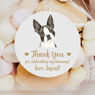 Anpassningsbar Boston Terrier Hund Wedding Favor S Runt Klistermärke