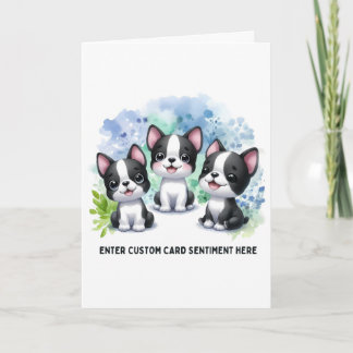 Anpassningsbar Boston Terrier-kort - Välj text Helgkort
