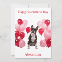 Anpassningsbar Boston Terrier Rosa Red Balloons Va