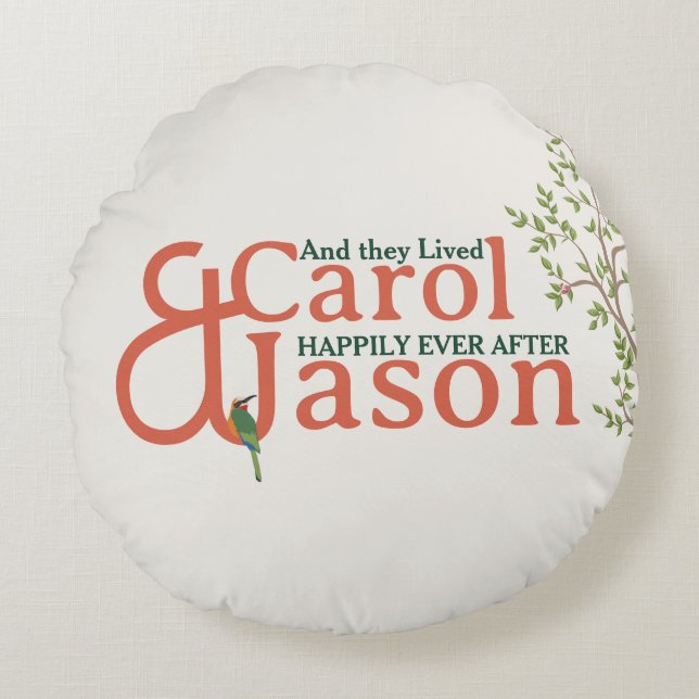 Anpassningsbar Botaniska Bröllop Rund Kudde (Framsidan)