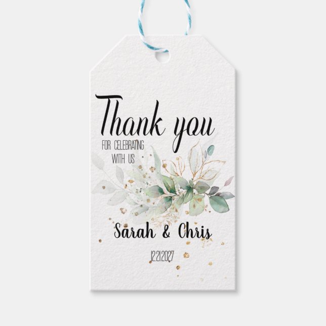 Anpassningsbar botaniskt tack för bröllopsfavorite presentetikett (Framsidan)