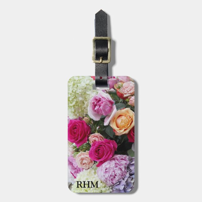 Anpassningsbar Bouquet av sommarblommor Rosor Mono Bagagebricka (Vertikal Framsida)