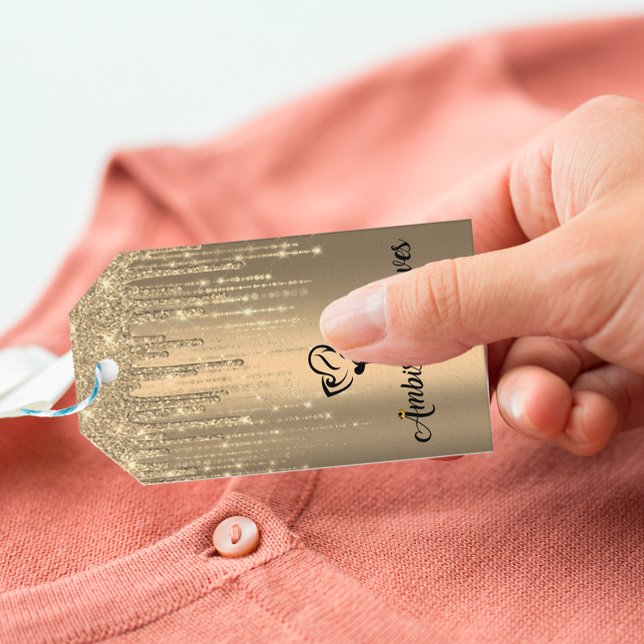 Anpassningsbar Boutique Clothing Pris Märkre Guld  Presentetikett (Custom Boutique Clothing Price Tag Gold Drips Logo)