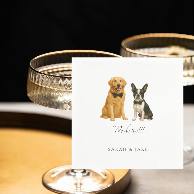 Anpassningsbar Bow Tie 2 Pet Bröllop Napkins Pappersservett (Skapare uppladdad)