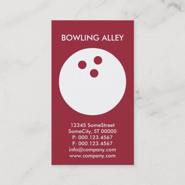 anpassningsbar bowling alley business visitkort (Framsida)