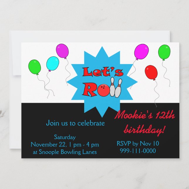 Anpassningsbar Bowling-inbjudan - Inbjudan-mall Inbjudningar (Framsida)