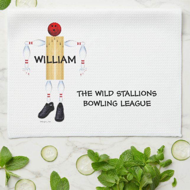 Anpassningsbar Bowling League Kökshandduk (Vikta)