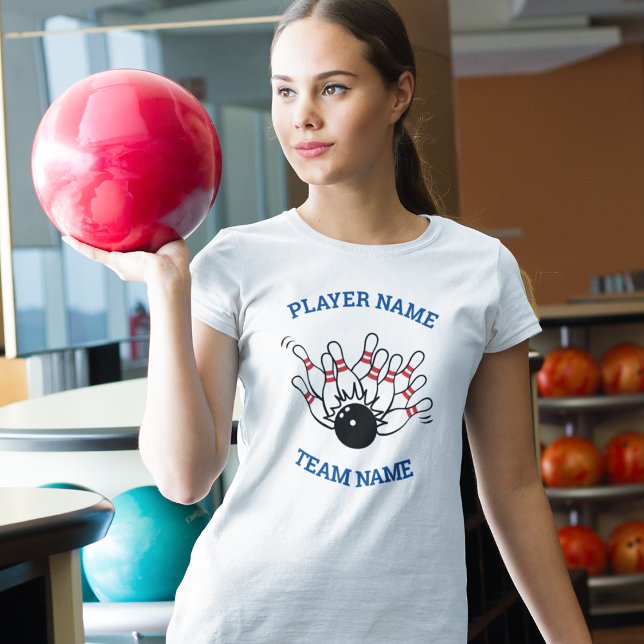 Anpassningsbar Bowling Team Logotyp med Player & T Shirt (STRIKE a pose with your team's own personalized bowling shirts)