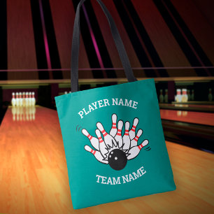 Anpassningsbar Bowling Team Logotyp med Player & T Tygkasse