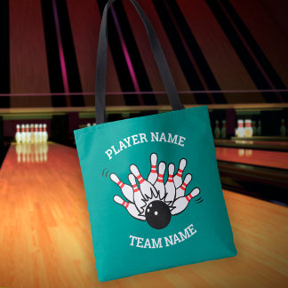 Anpassningsbar Bowling Team Logotyp med Player & T Tygkasse