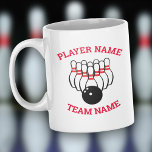 Anpassningsbar Bowling Team Mugg med Logotyp och N<br><div class="desc">Med vår logotyp för vårt anpassade bowling-team kan du verkligen skapa personlig mugg för varje spelare. Lägg till en spelare namn,  ett team namn,  plocka stil och du är redo att gå.</div>