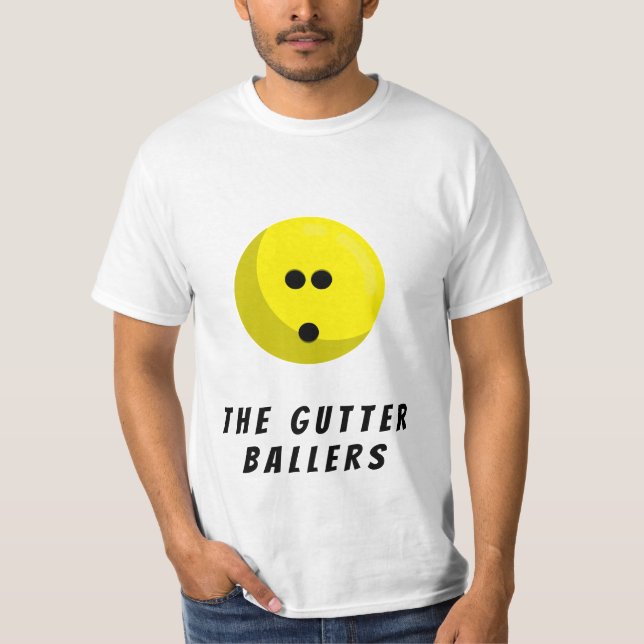 Anpassningsbar Bowling Team Namn | Gult Bowling Ba T Shirt (Framsida)