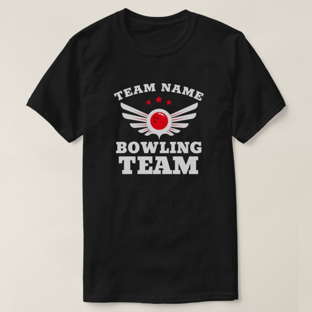 Anpassningsbar Bowling Team Namn T-Shirt (Design framsida)