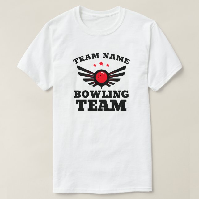 Anpassningsbar Bowling Team Namn T-Shirt (Design framsida)