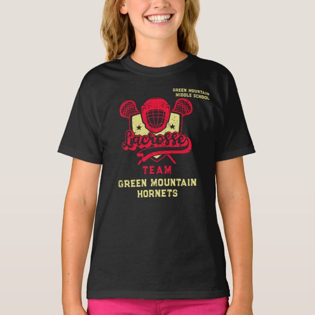 Anpassningsbar Box Fält Lacrosse Team Klubb Namn n T Shirt (Framsida)