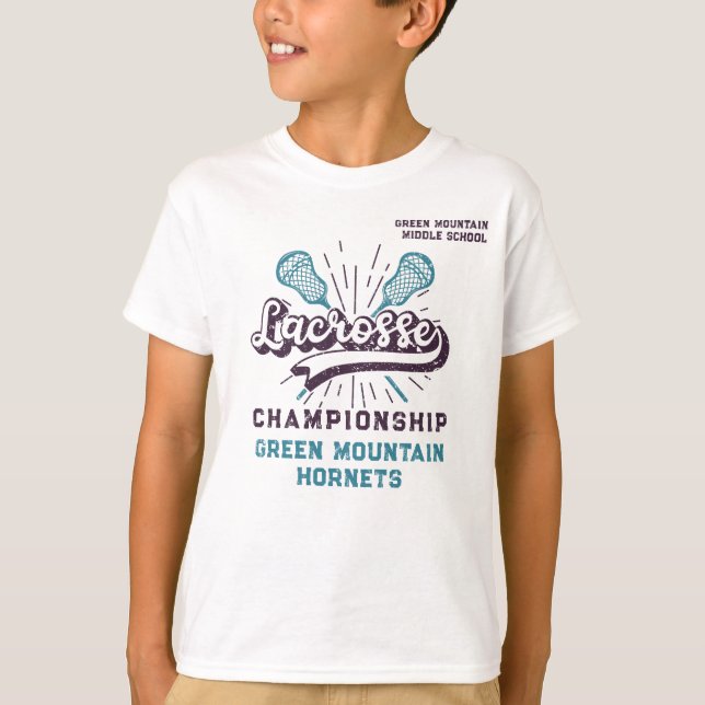 Anpassningsbar Box Fält Lacrosse Team Klubb Namn n T Shirt (Framsida)