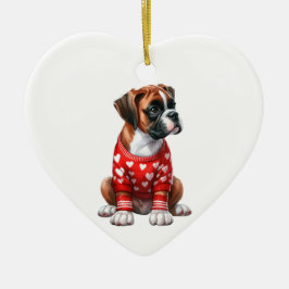 Anpassningsbar Boxer Hund Roligt Valentine Ceramic Julgransprydnad Keramik
