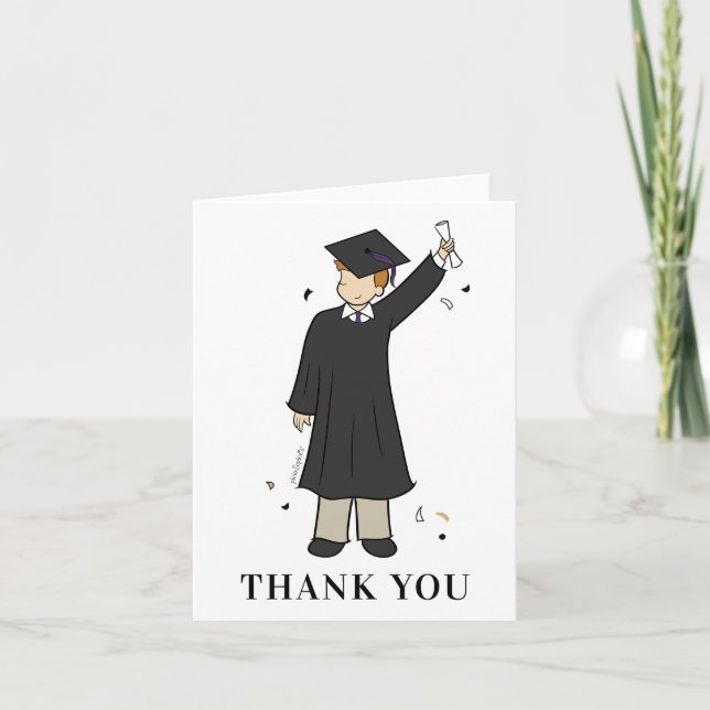 Anpassningsbar Boy Avatar| Högskola Studenten Tack Kort (Framsida)