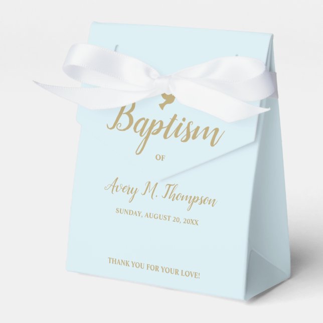 Anpassningsbar Boy Baptism Blue guld hue dove-skri Presentaskar (Framsidan Sidan)