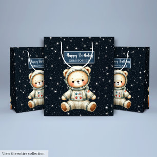 Anpassningsbar Boy Gift Bag med Teddy Astronaut Th