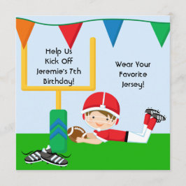 Anpassningsbar Boy i RedFootball Birthday-inbjudan Inbjudningar