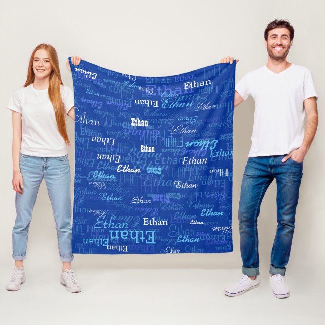 Anpassningsbar Boy Namn Personlig Blue Fleecefilt (På plats)