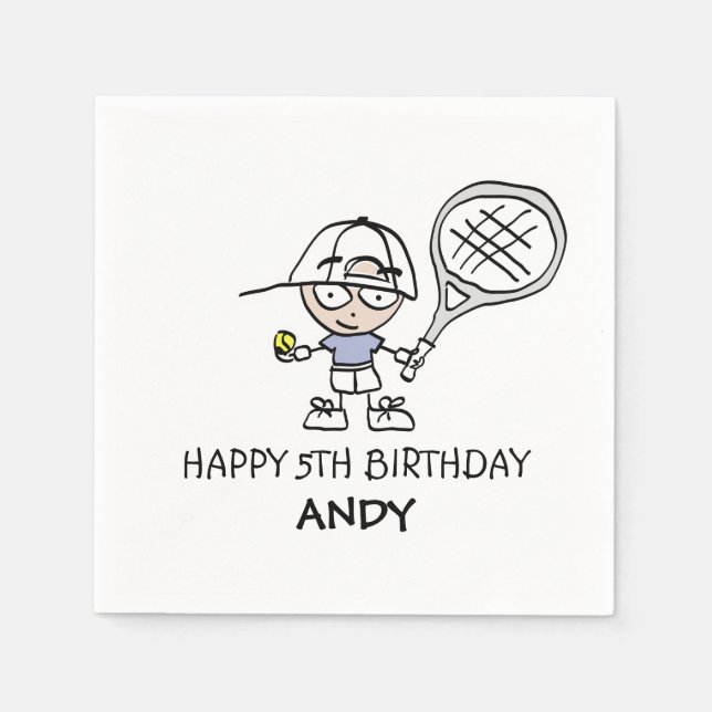 Anpassningsbar boys tennis födelsedagsfest napkins pappersservett (Framsidan)