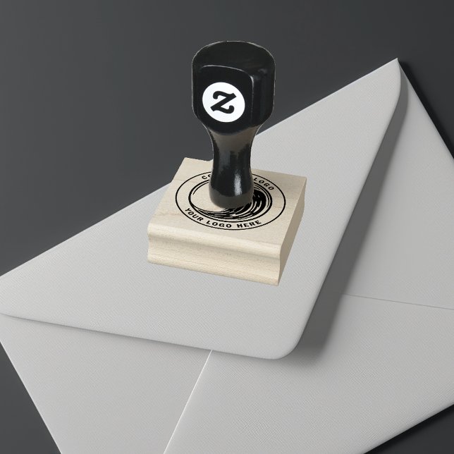 Anpassningsbar Brand Logotyp Stämpel (Business Logo Circle Wood Rubber Stamp)