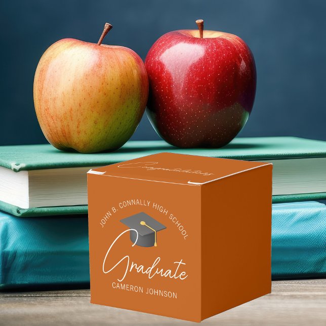 Anpassningsbar bränd orange fyrkantig examensfest presentaskar (Skapare uppladdad)