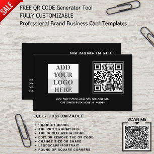 ANPASSNINGSBAR, BRANDADELAD LOGOTYP DESIGN QR CODE VISITKORT