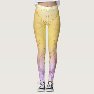Anpassningsbar Branded Abstrakt Golden Lila Chic L Leggings