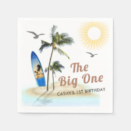 Anpassningsbar Branded Beach Summer 1 Birthday Pappersservett