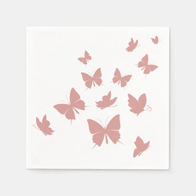 Anpassningsbar Branded Cute Rosa Flied Butterflies Pappersservett (Framsidan)