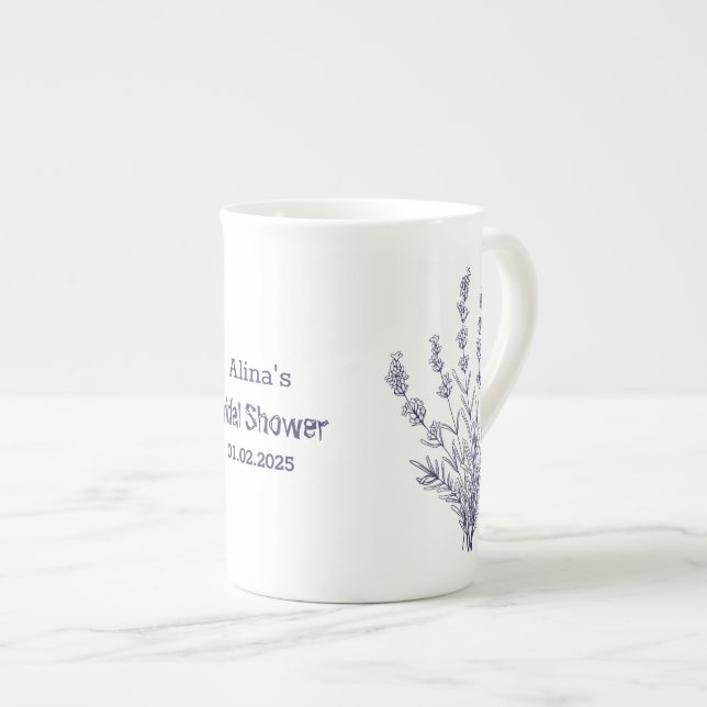 Anpassningsbar Branded Fransk lavender-blommor Benporslin Mugg (Framsida höger)