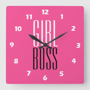 Anpassningsbar Branded Girl Chef White Black Shock Fyrkantig Klocka