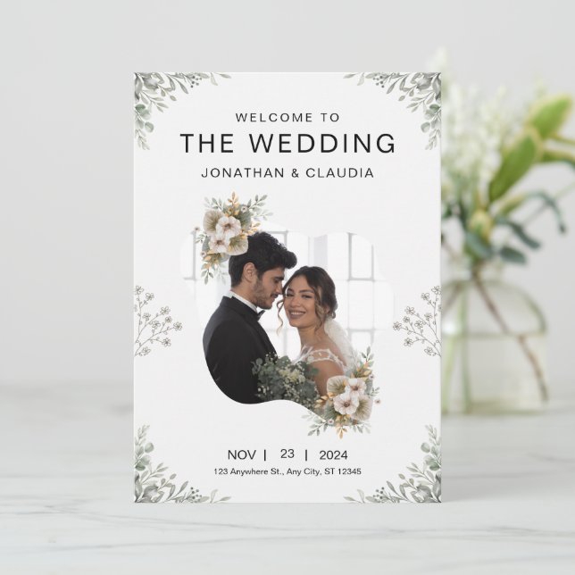 Anpassningsbar Branded Grått Modern bröllopsinbjud Inbjudningar (Stående Fram)