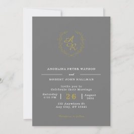 Anpassningsbar Branded Grått och Guld Elegant bröl Inbjudningar