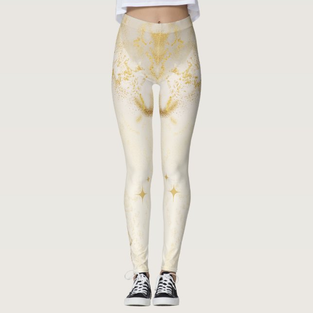 Anpassningsbar Branded Guld Resin Aesthetic Quotes Leggings (Framsida)