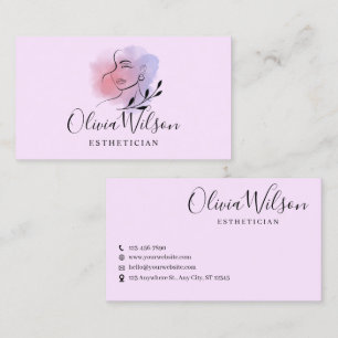 Anpassningsbar Branded Lila and Rosa Esthetician Visitkort