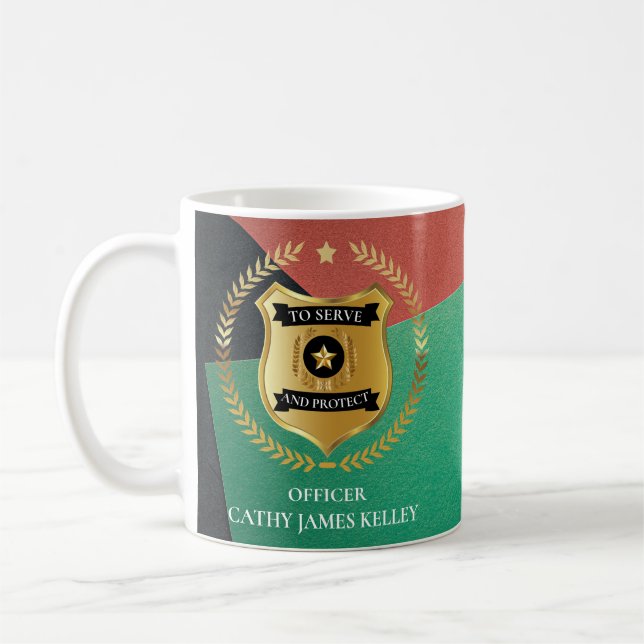 Anpassningsbar Branded Police Officer Shield Perso Kaffemugg (Vänster)