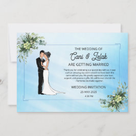 Anpassningsbar Branded Romantic blommigt bröllopsi Inbjudningar