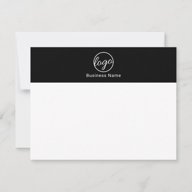 Anpassningsbar Branded Simple Company Black Busine Anteckningskort (Framsida)